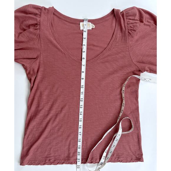 Nation LTD Emilia V-Neck Puff Drama Sleeve Top in Rusted Rose Size Medium - Picture 11 of 11